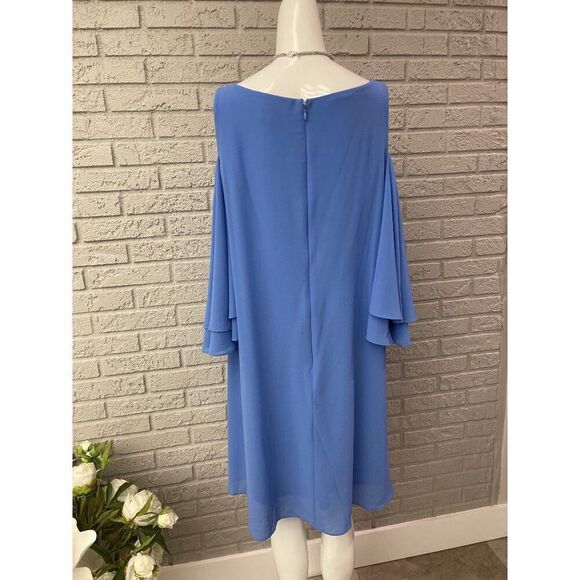 Jessica Howard Women Cold Shoulder Flutter Sleeves Shift Dress Size 16 - Picture 4 of 9